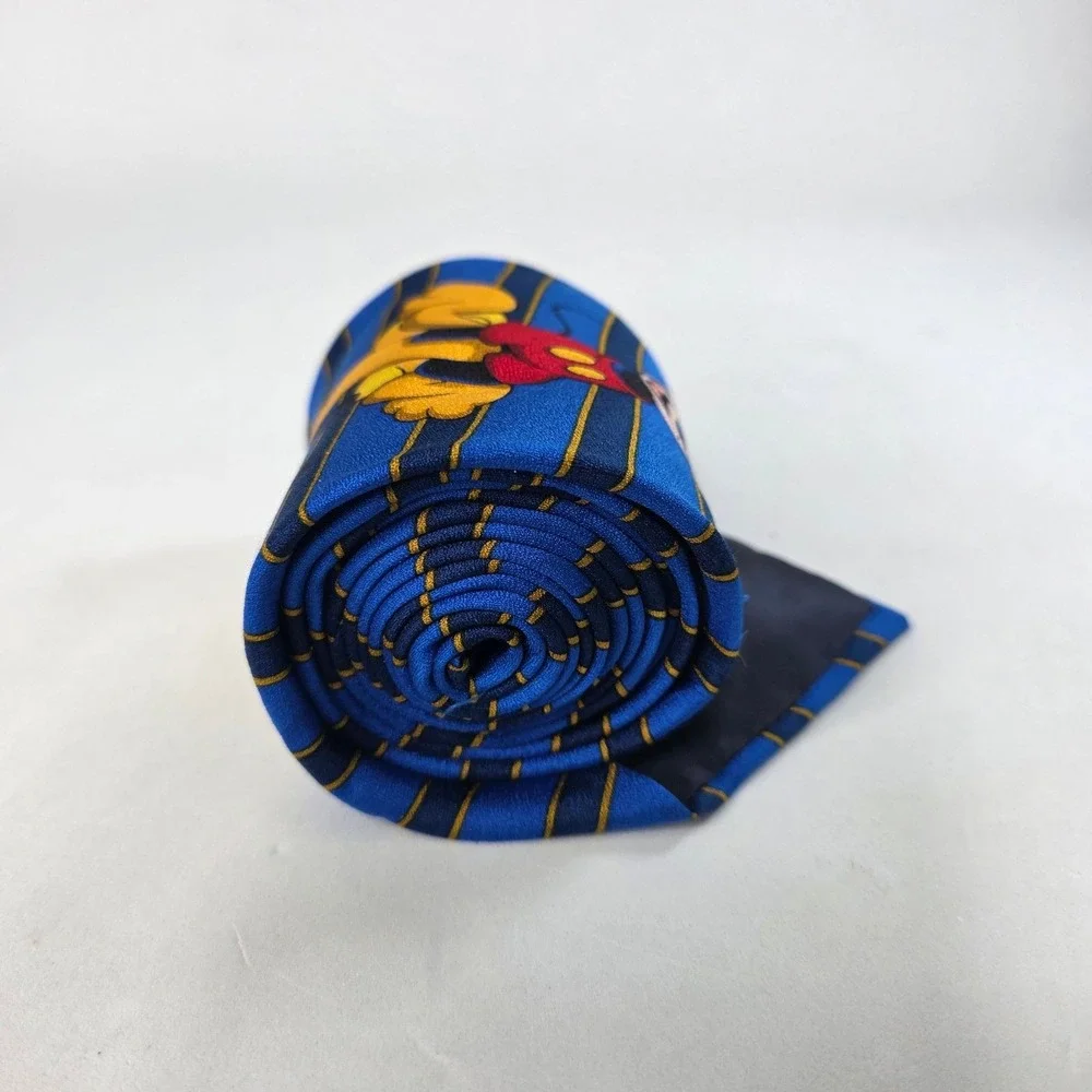 Walt Disney World Vintage Silk Tie Mickey Mouse Goofy Pluto Donald Duck Blue